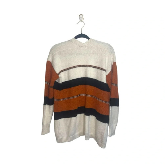 Maurices White Orange & Black Striped Slouchy Knit Cardigan Medium Women’s - Picture 6 of 12